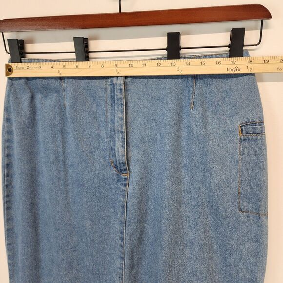 Vintage Tower Hill Sport Denim Cargo Midi Skirt Size 18 34" Light Wash Back Slit - Picture 9 of 14
